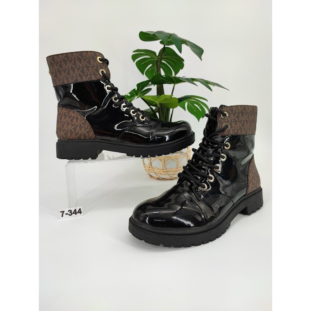 Michael Kors Women's Alistar Black Lace Up Combat Boots Size 7.5 US